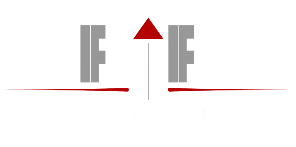 PIP Logos White 1020x500 17kb PIP General Contractors company logo with stylized roof icon and bold lettering on black background