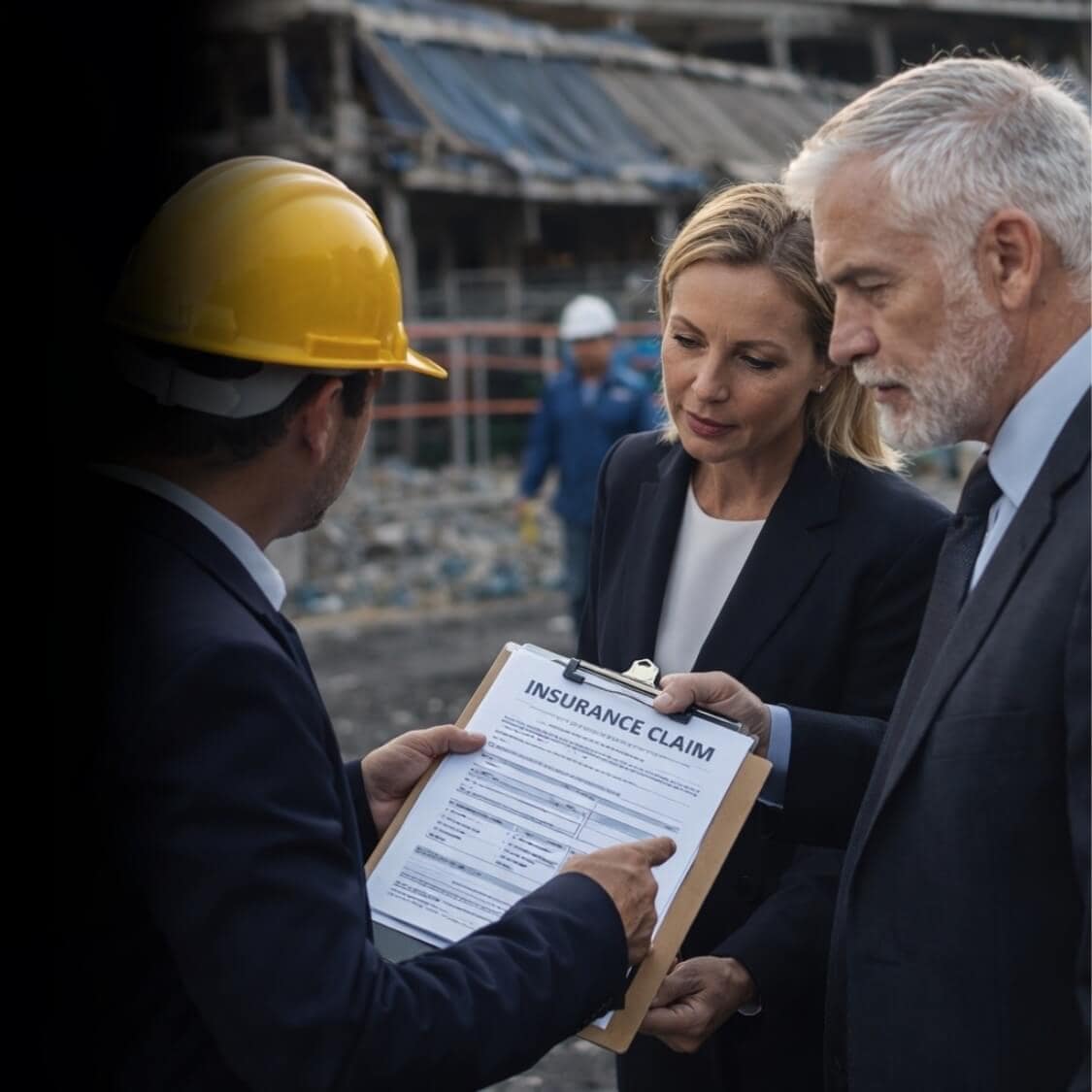 PIP Contractors Site Images 78kb Insurance claims adjuster speaking with clients